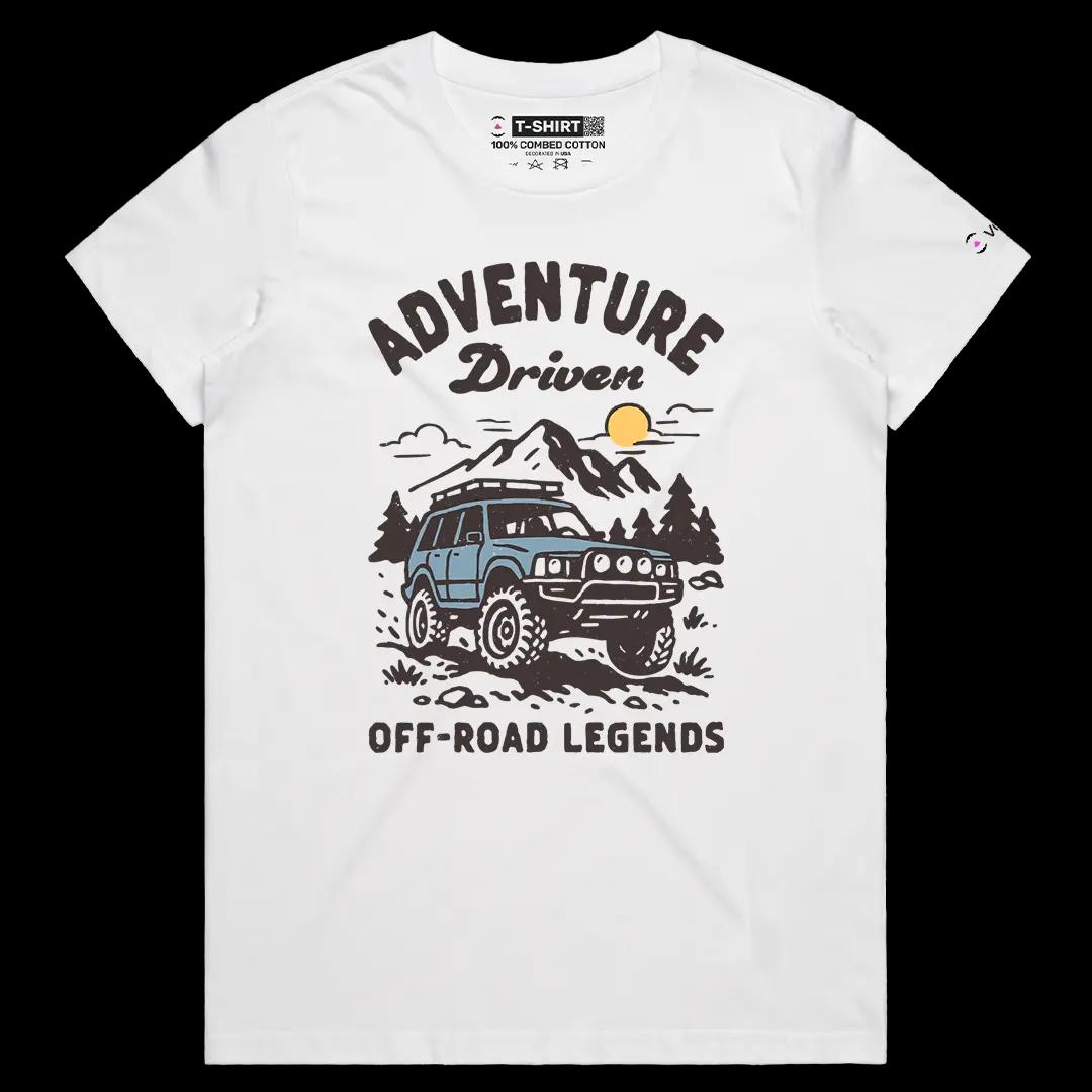 VOICEART White Female Regular Off Road Legends Lifestyle Graphic Tee for Outdoor Adventures Short T-Shirt for Men and Women