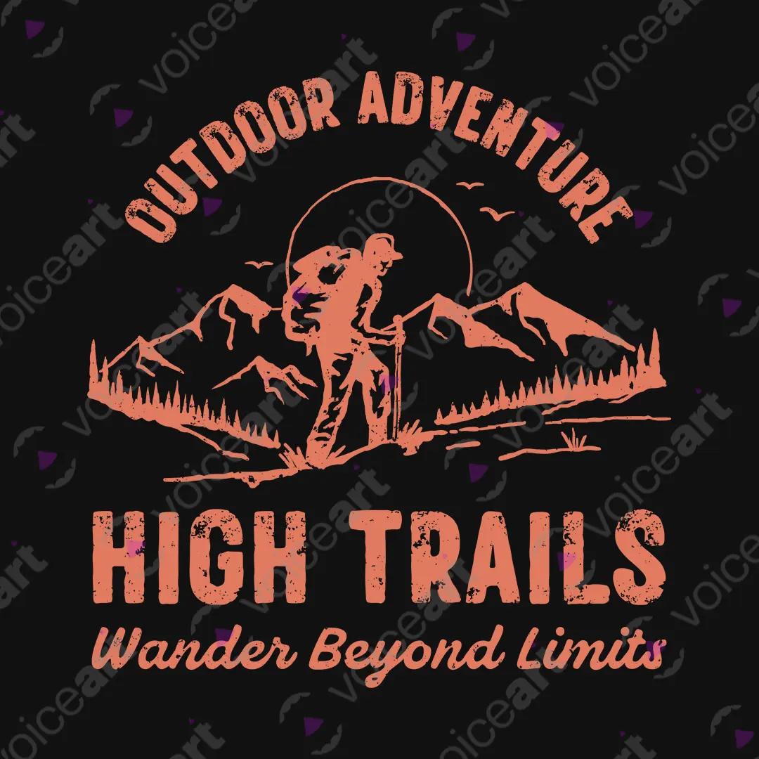 VOICEART Black Watermark High Trails Nature Graphic Tee for Outdoor Adventures Short Sleeve T-Shirt for Men and Women