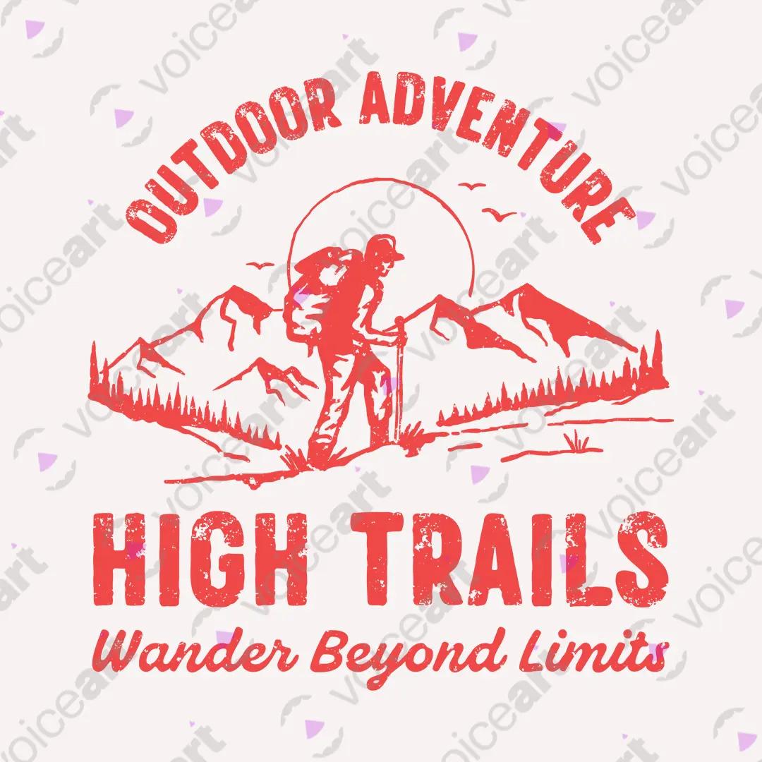 VOICEART White Watermark High Trails Nature Graphic Tee for Outdoor Adventures Short Sleeve T-Shirt for Men and Women