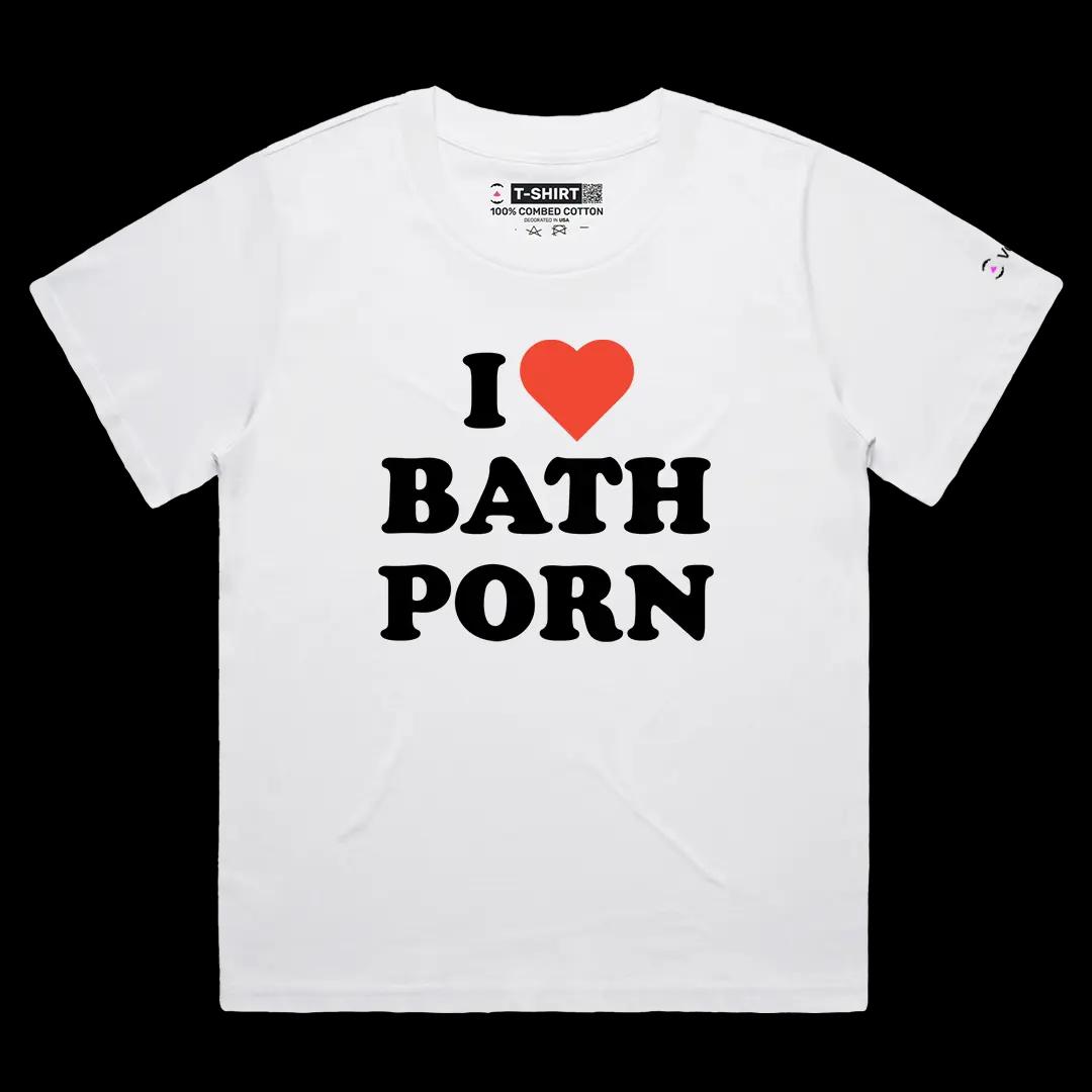 VOICEART White Female Loose I Love Bath Porn Funny Graphic Meme Tee Dark Humor Short Sleeve Cotton TShirt for Men and Women