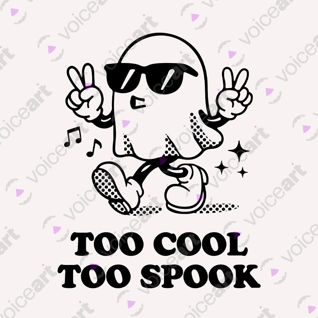 VOICEART White Watermark Too Cool To Spook Funny Halloween Graphic Tee for Holidays Short Sleeve Shirt for Men and Women