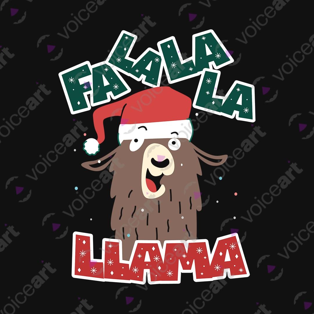 VOICEART Black Watermark Singing Llama Funny Christmas Graphic Tee for Holidays Short Sleeve T-Shirt for Men and Women