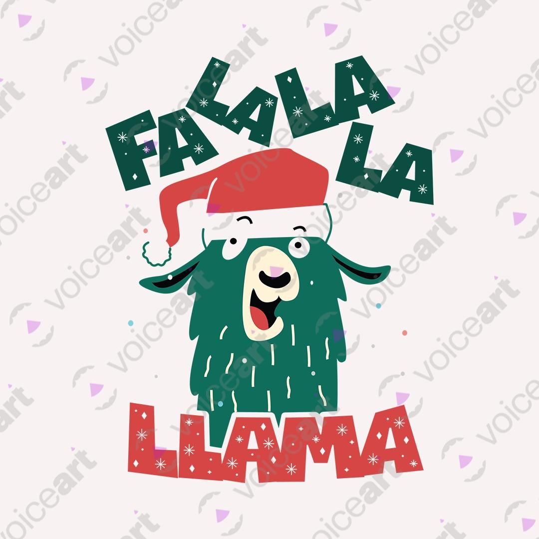 VOICEART White Watermark Singing Llama Funny Christmas Graphic Tee for Holidays Short Sleeve T-Shirt for Men and Women
