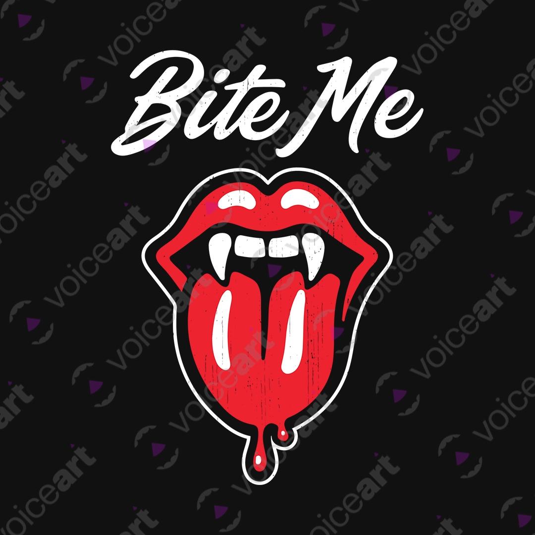 VOICEART Black Watermark Bite Me Funny Halloween Graphic Tee for Holidays Short Sleeve T-Shirt for Men and Women