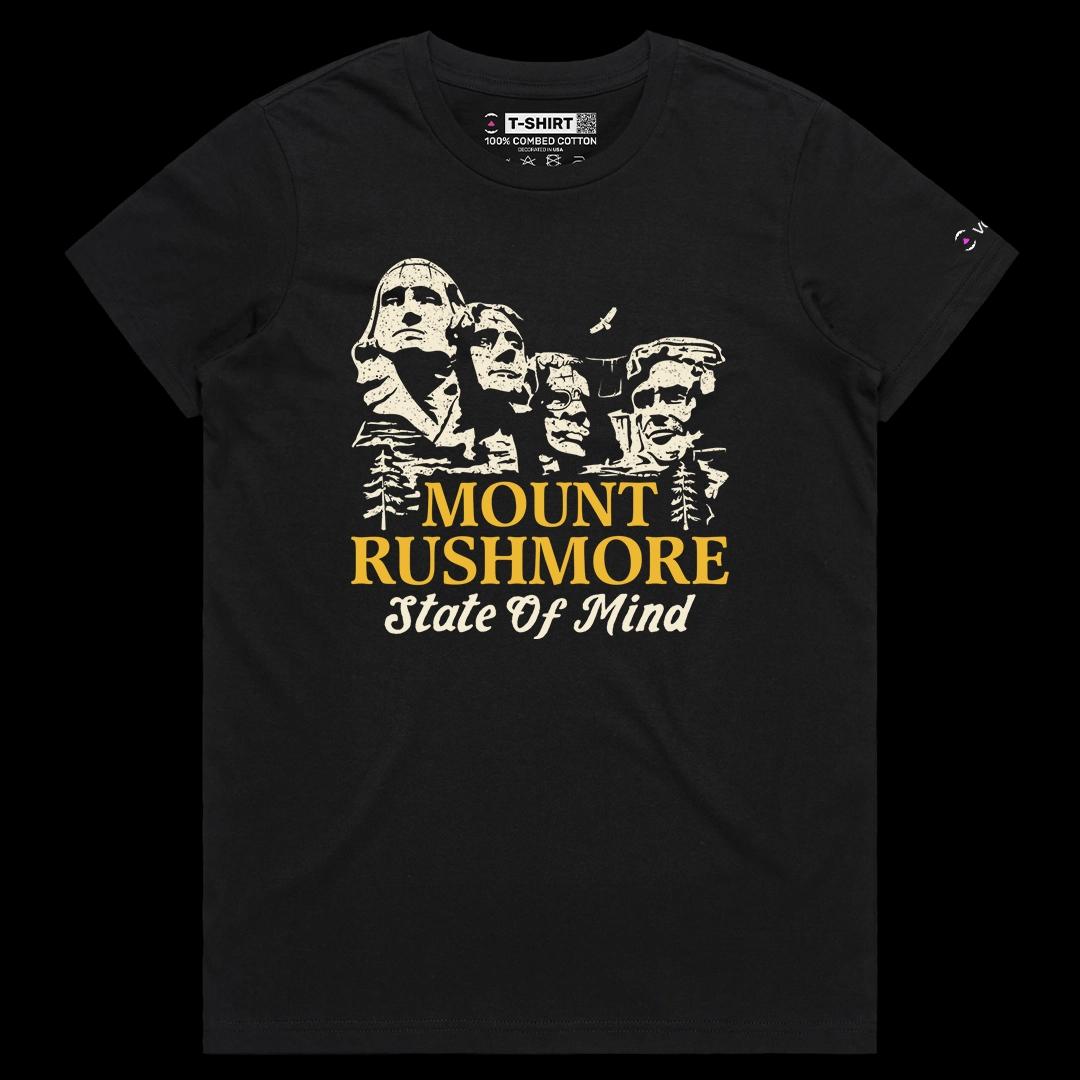 VOICEART Black Female Regular Mount Rushmore State of Mind Historical Graphic Tee Short Sleeve T-Shirt for Men and Women