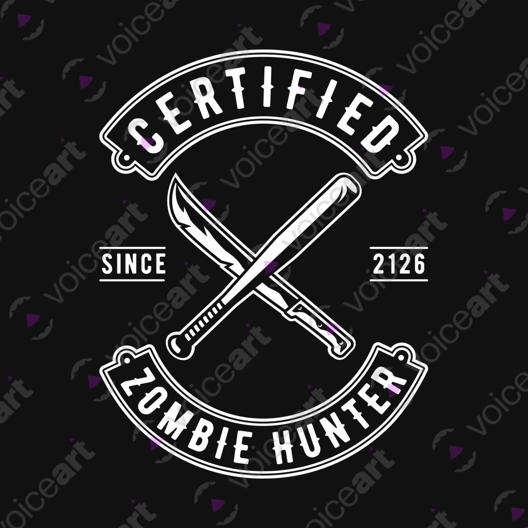 VOICEART Black Watermark Zombie Hunter Funny Halloween Graphic Tee for Holidays Short Sleeve T-Shirt for Men and Women