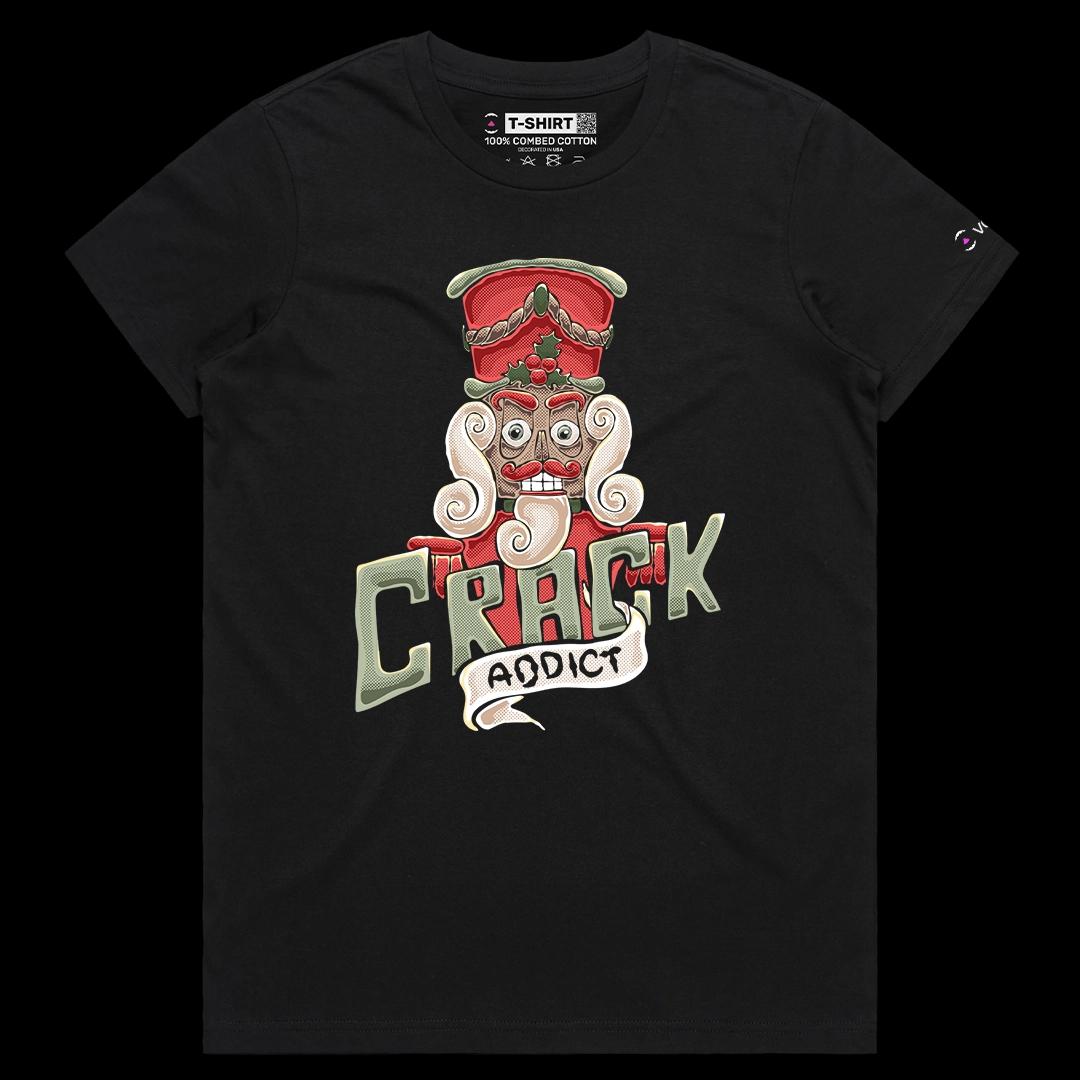 VOICEART Black Female Regular Nutcracker Funny Graphic Christmas Tee for Holidays Short Sleeve T-Shirt for Men and Women