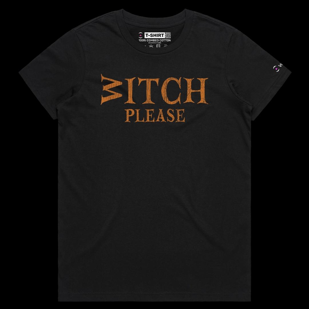 VOICEART Black Female Regular Witch Please Funny Halloween Graphic Tee for Holidays Short Sleeve T-Shirt for Men and Women