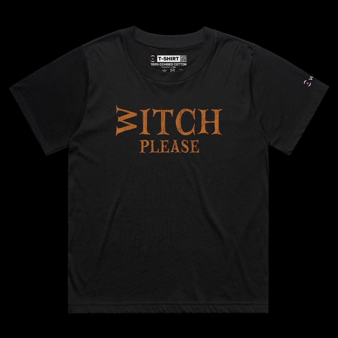 VOICEART Black Female Loose Witch Please Funny Halloween Graphic Tee for Holidays Short Sleeve T-Shirt for Men and Women