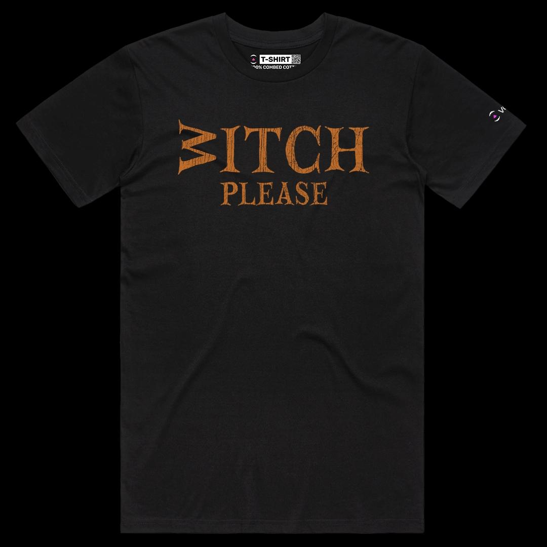 VOICEART Black Male Regular Witch Please Funny Halloween Graphic Tee for Holidays Short Sleeve T-Shirt for Men and Women