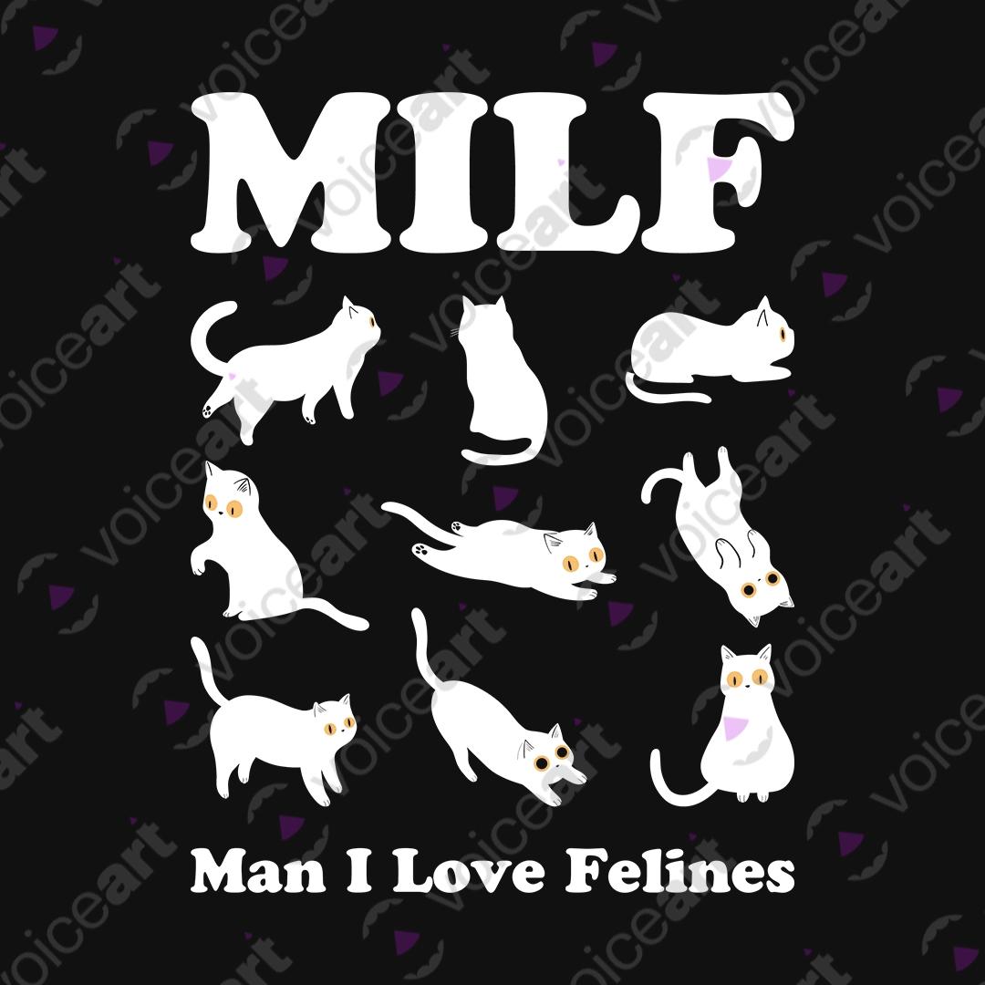 VOICEART Black Watermark Man I Love Felines Funny Animals Graphic Tee for Cat Lovers Short T-Shirt for Men and Women