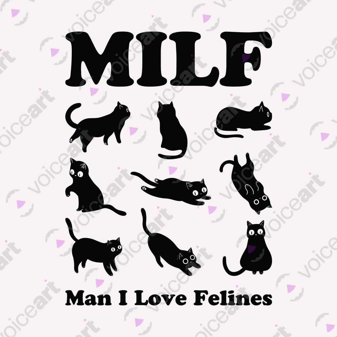 VOICEART White Watermark Man I Love Felines Funny Animals Graphic Tee for Cat Lovers Short T-Shirt for Men and Women