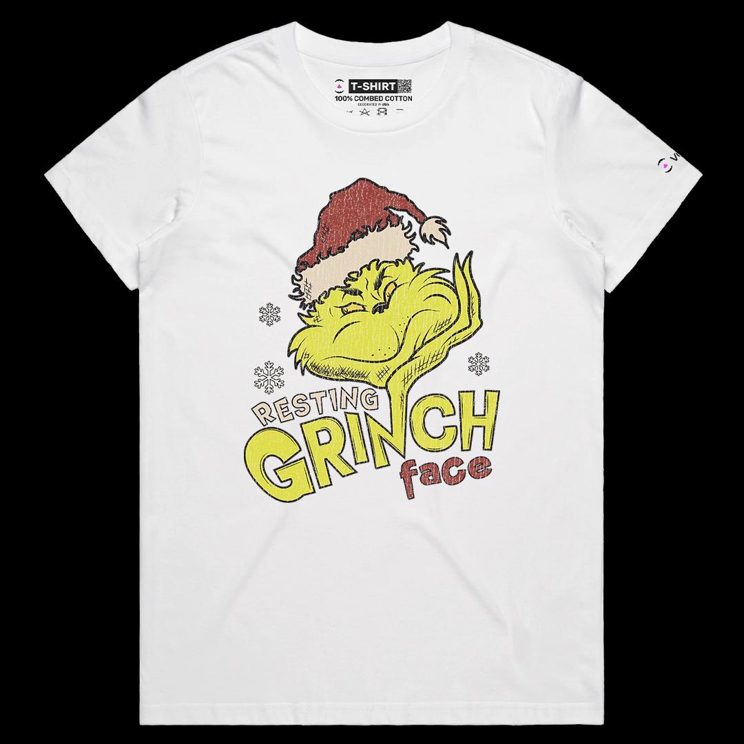 VOICEART White Female Regular Grumpy Santa Claus Face Funny Graphic Christmas Tee for Holidays Short TShirt for Men and Women