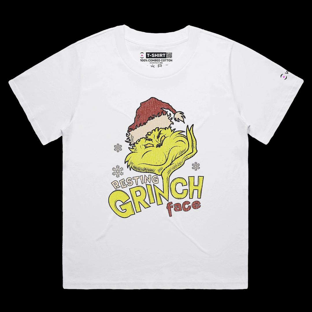VOICEART White Female Loose Grumpy Santa Claus Face Funny Graphic Christmas Tee for Holidays Short TShirt for Men and Women