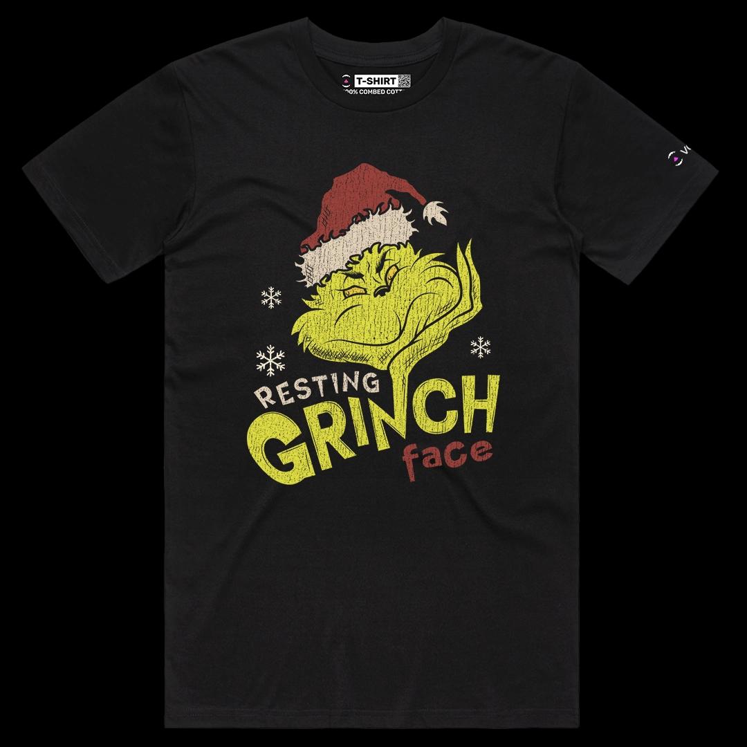 VOICEART Black Male Regular Grumpy Santa Claus Face Funny Graphic Christmas Tee for Holidays Short TShirt for Men and Women