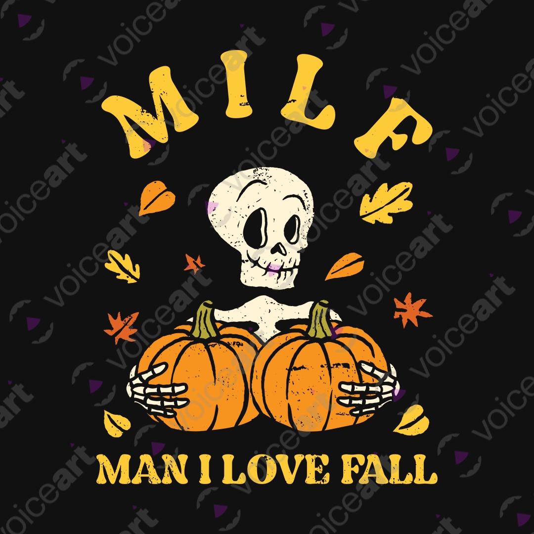VOICEART Black Watermark Man I Love Fall Funny Halloween Graphic Tee for Holidays Short Sleeve T-Shirt for Men and Women