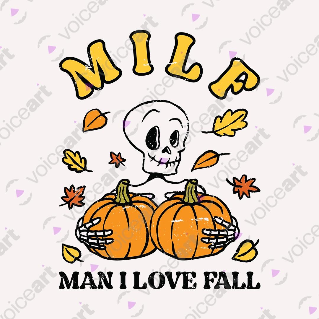 VOICEART White Watermark Man I Love Fall Funny Halloween Graphic Tee for Holidays Short Sleeve T-Shirt for Men and Women