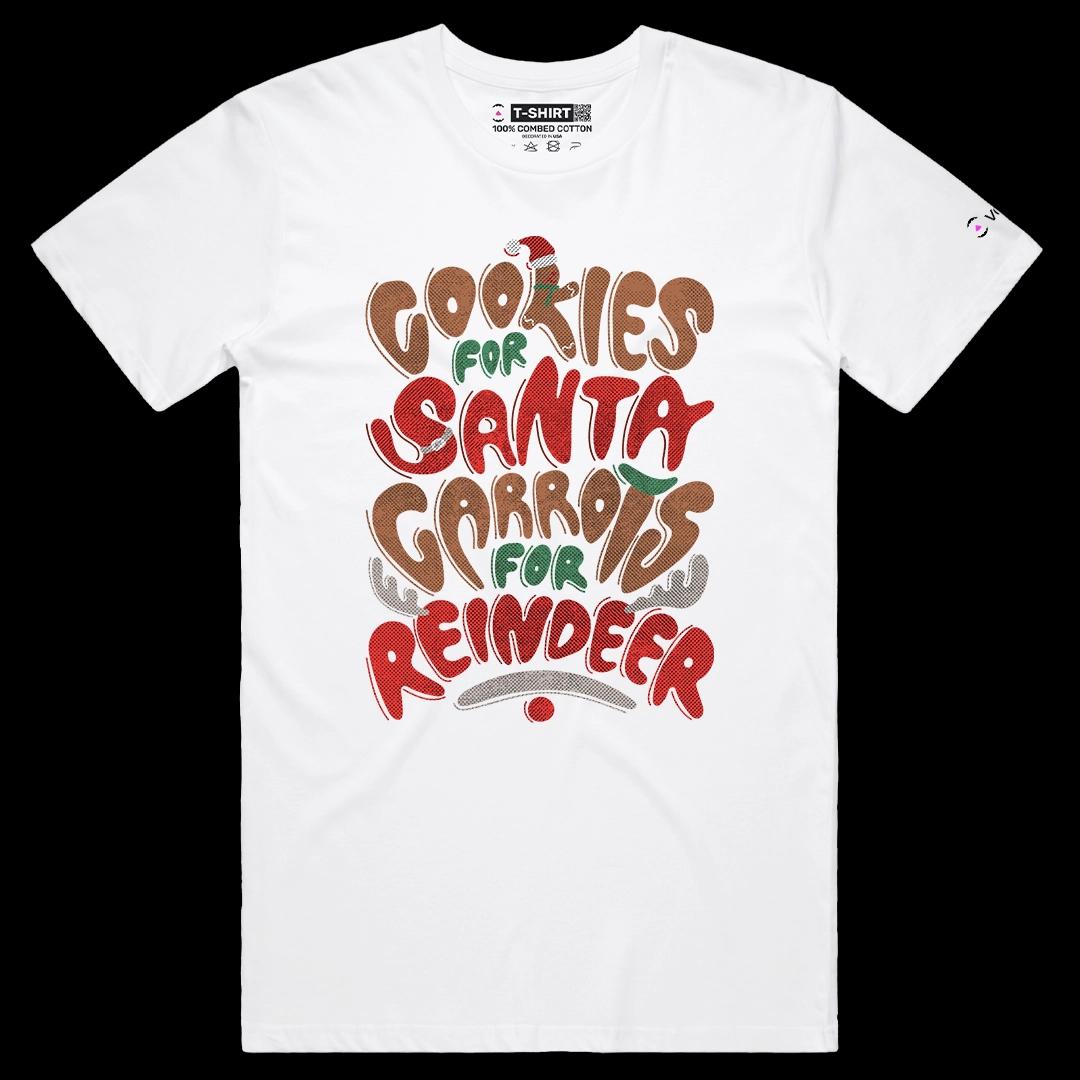 VOICEART White Male Regular Christmas Santa Typography Graphic Tee for Holidays Short Sleeve T-Shirt for Men and Women