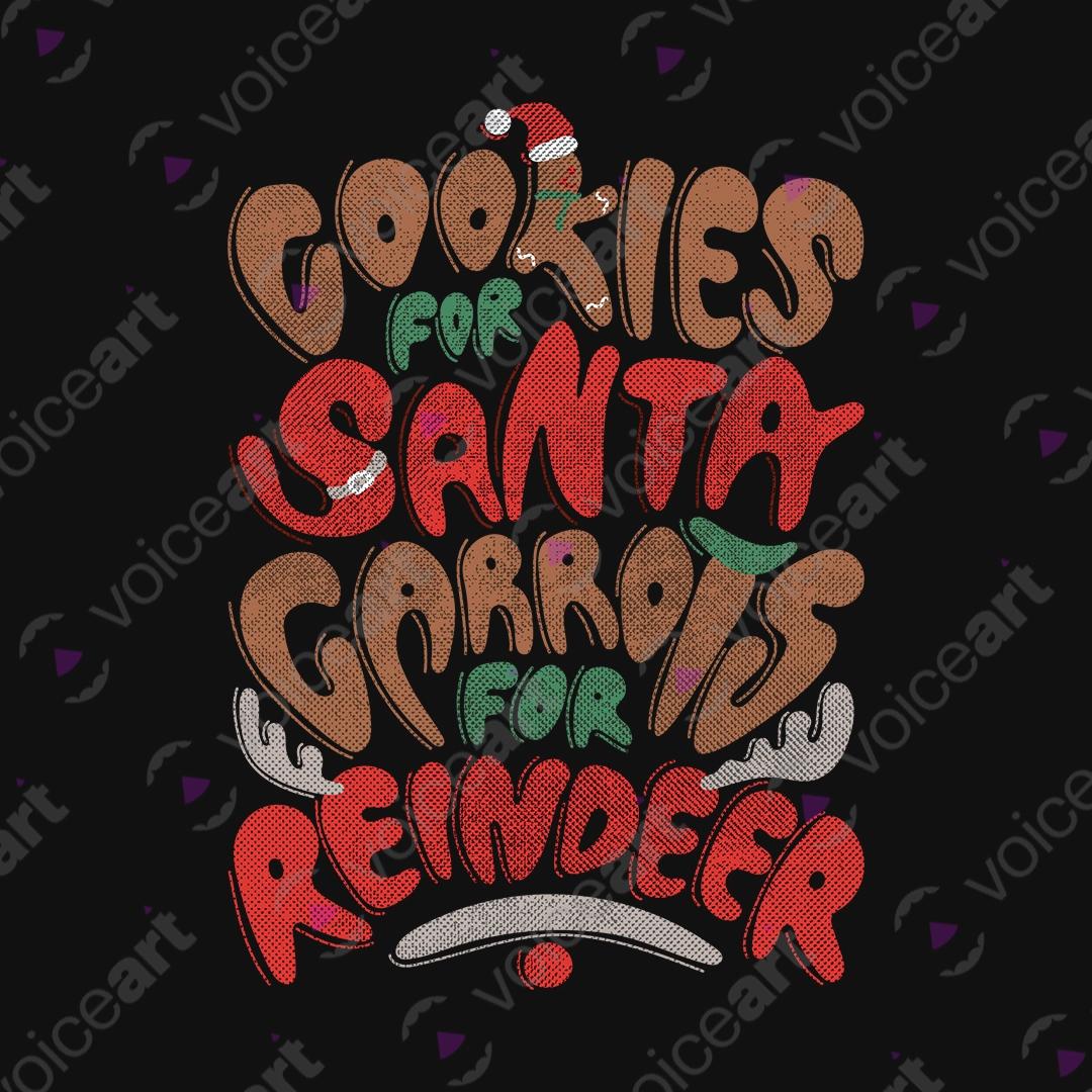 VOICEART Black Watermark Christmas Santa Typography Graphic Tee for Holidays Short Sleeve T-Shirt for Men and Women