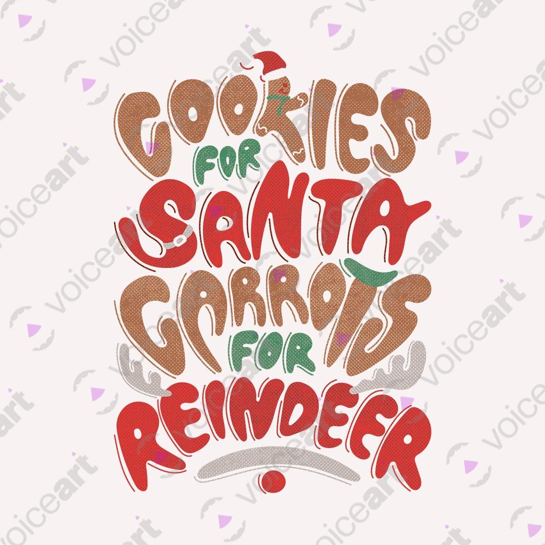 VOICEART White Watermark Christmas Santa Typography Graphic Tee for Holidays Short Sleeve T-Shirt for Men and Women