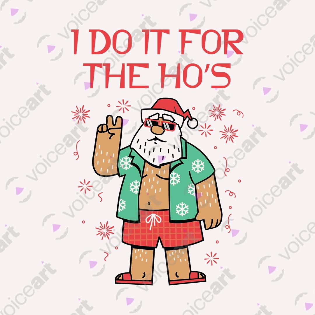 VOICEART White Watermark Funny Santa Claus Christmas Holidays Tee Adult Humor Wordplay Short T-Shirt for Men and Women