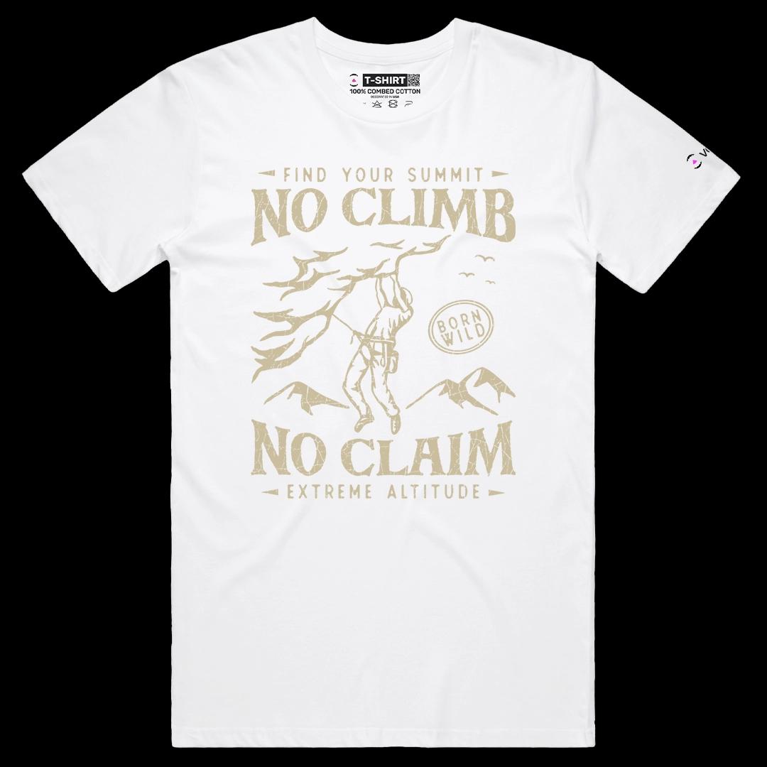 VOICEART White Male Regular No Climb No Claim Mountain Climber Graphic Tee Outdoor Adventures Short Shirt for Men and Women
