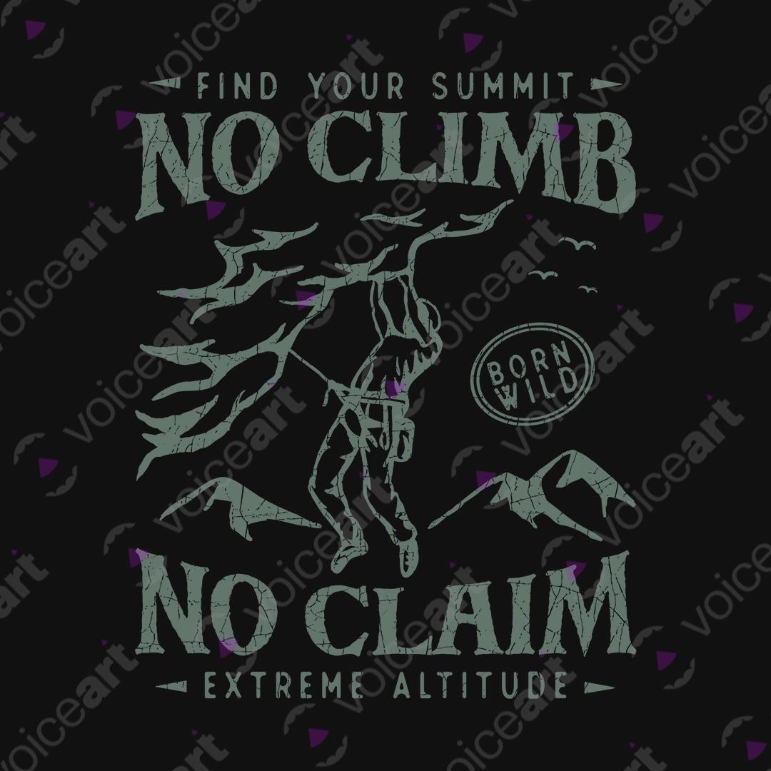 VOICEART Black Watermark No Climb No Claim Mountain Climber Graphic Tee Outdoor Adventures Short Shirt for Men and Women