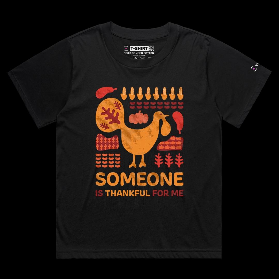 VOICEART Black Female Loose Thankful Turkey Holiday Graphic Tee for Thanks Giving Day Short Sleeve TShirt for Men and Women