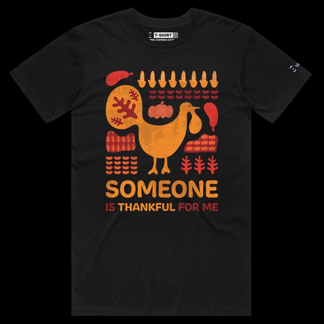 VOICEART Black Male Regular Thankful Turkey Holiday Graphic Tee for Thanks Giving Day Short Sleeve TShirt for Men and Women