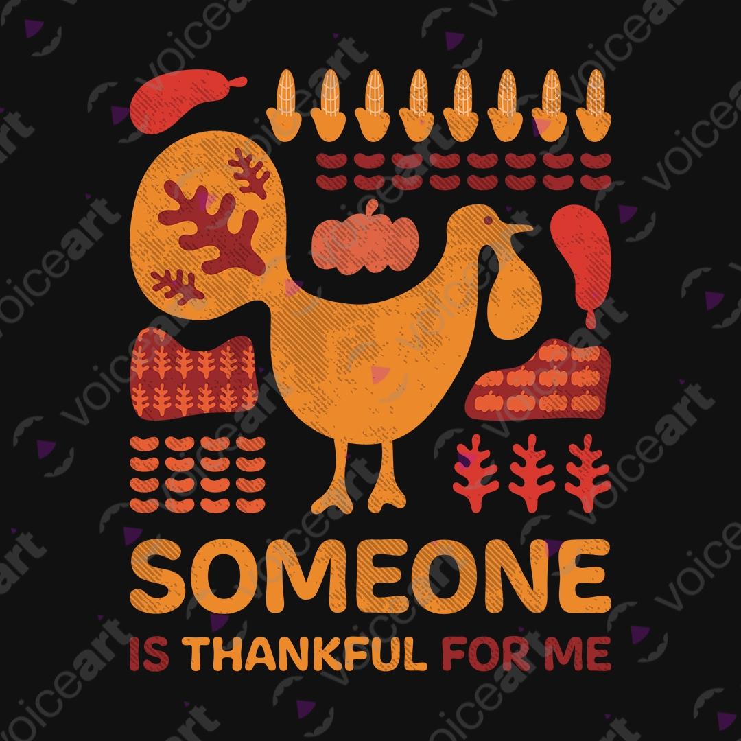 VOICEART Black Watermark Thankful Turkey Holiday Graphic Tee for Thanks Giving Day Short Sleeve TShirt for Men and Women