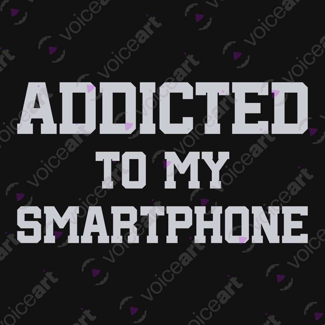 VOICEART Black Watermark Addicted To My Smartphone Dad Jokes Funny Typography Tee Short Sleeve T-Shirt for Men and Women