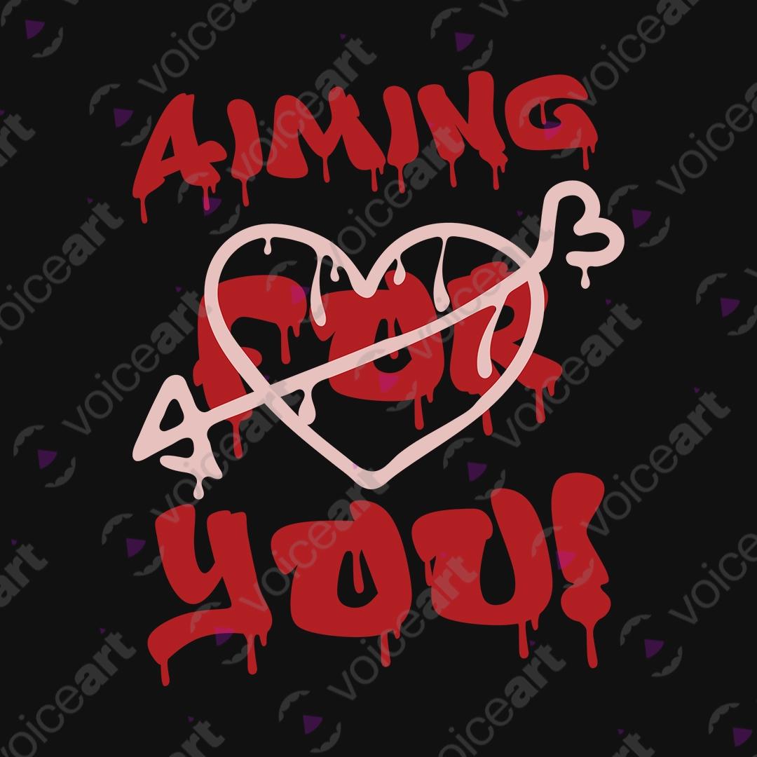 VOICEART Black Watermark Arrow Heart Romantic Love Graphic Tee for Valentines Day Short Sleeve T-Shirt for Men and Women