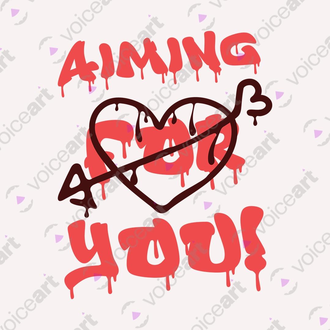 VOICEART White Watermark Arrow Heart Romantic Love Graphic Tee for Valentines Day Short Sleeve T-Shirt for Men and Women