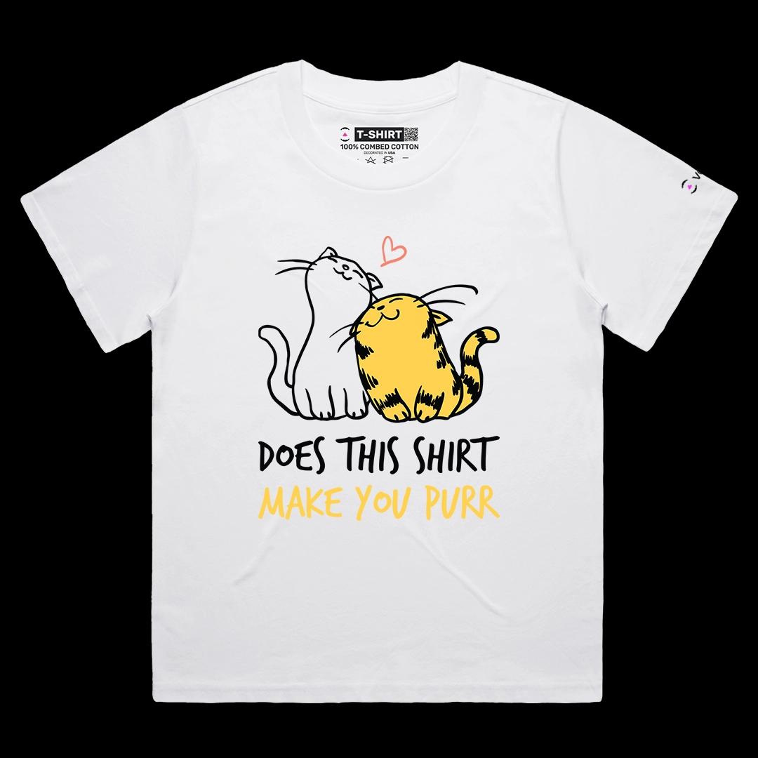 VOICEART White Female Loose Loving Cats Romantic Animals Graphic Tee for Couples Short Sleeve T-Shirt for Men and Women