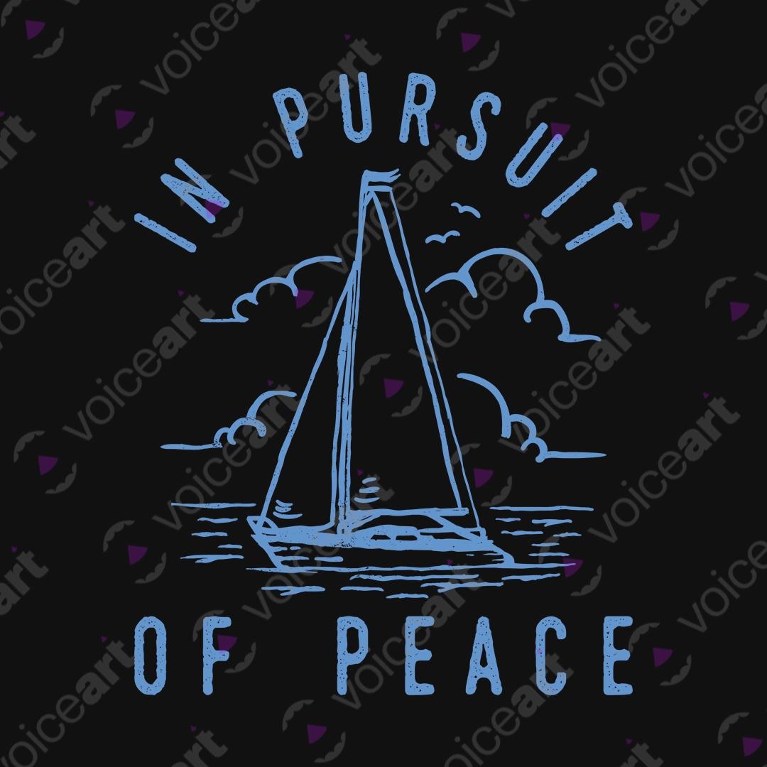 VOICEART Black Watermark In Pursuit of Peace Sail Nature Lifestyle Graphic Tee I Short Sleeve T-Shirt for Men and Women