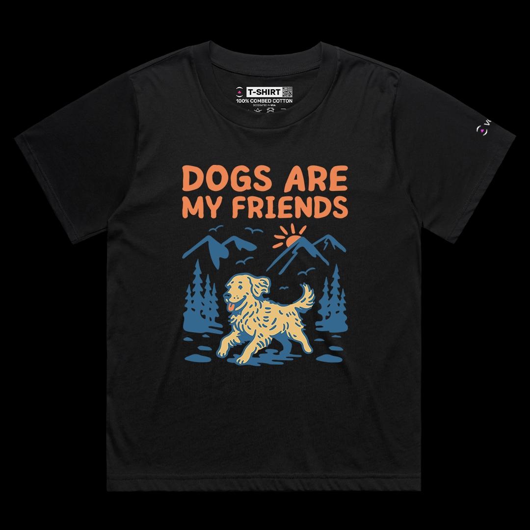 VOICEART Black Female Loose Dogs Are My Friends Funny Animals Graphic Tee for Pet Owners Short T-Shirt for Men and Women