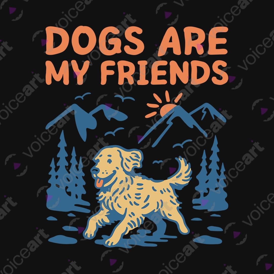 VOICEART Black Watermark Dogs Are My Friends Funny Animals Graphic Tee for Pet Owners Short T-Shirt for Men and Women