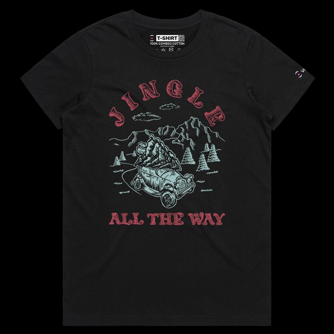 VOICEART Black Female Regular Jingle All The Way Holiday Graphic Tee for Christmas Short Sleeve T-Shirt for Men and Women