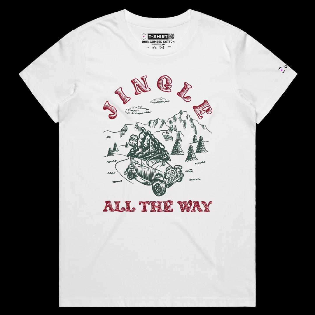 VOICEART White Female Regular Jingle All The Way Holiday Graphic Tee for Christmas Short Sleeve T-Shirt for Men and Women