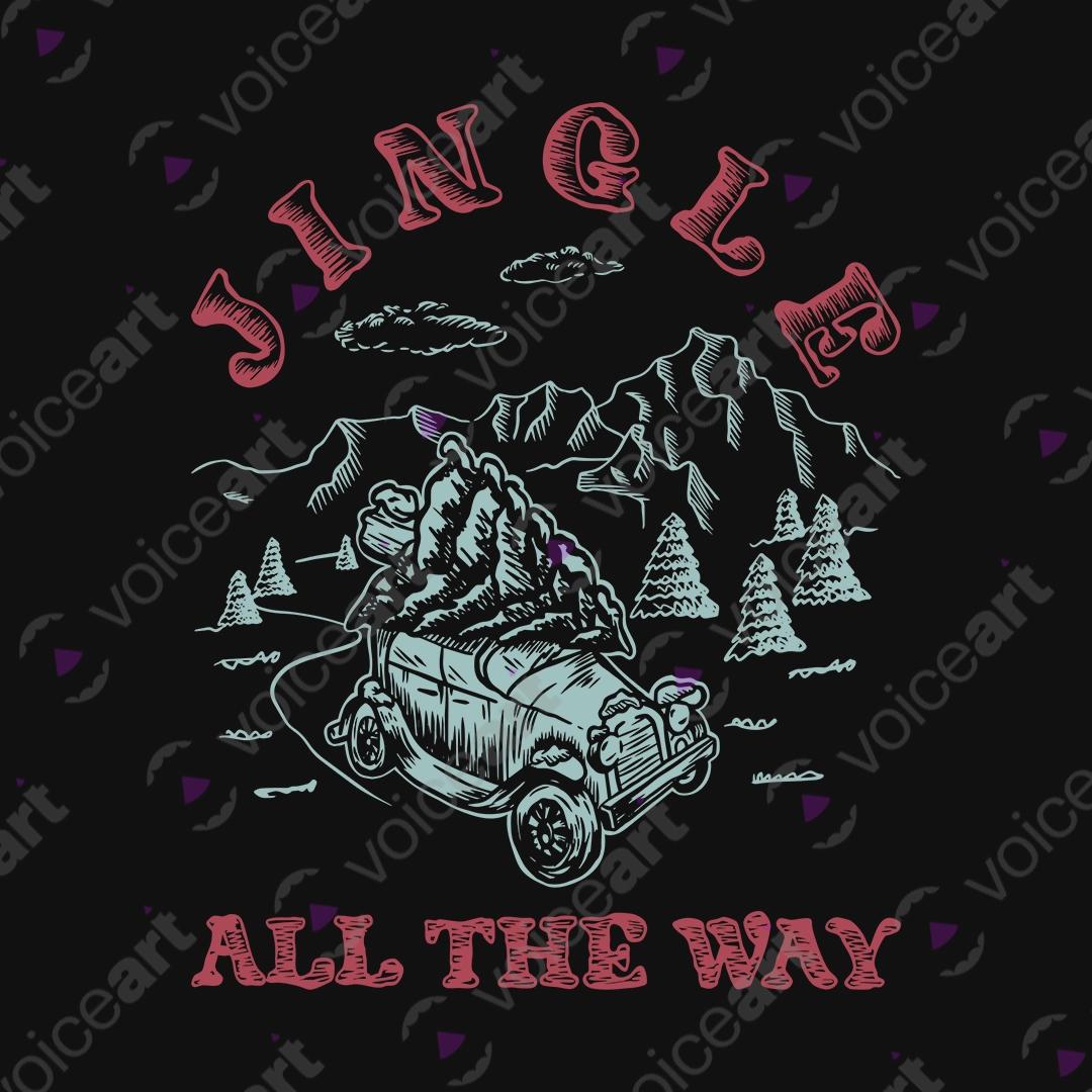 VOICEART Black Watermark Jingle All The Way Holiday Graphic Tee for Christmas Short Sleeve T-Shirt for Men and Women