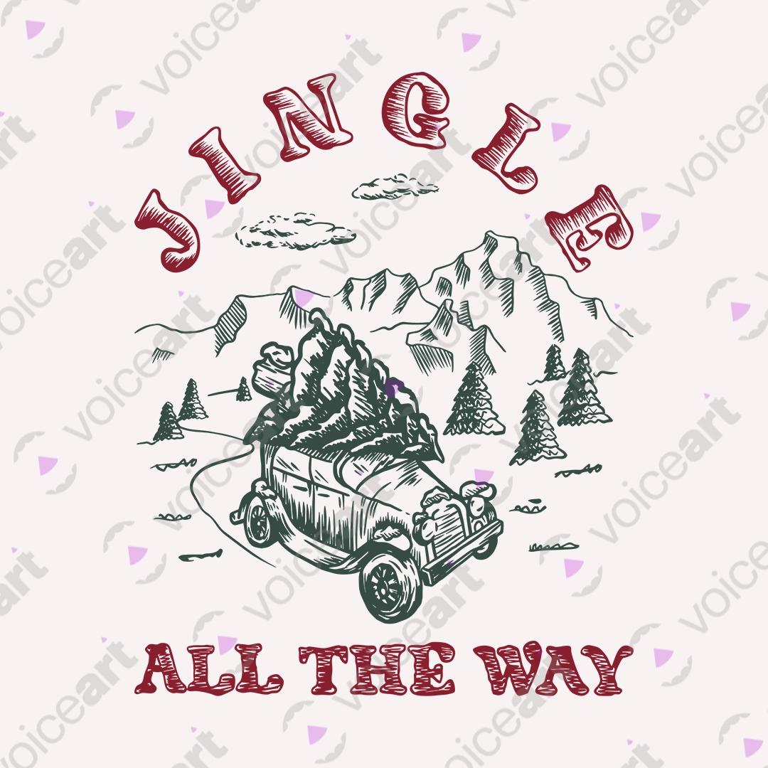 VOICEART White Watermark Jingle All The Way Holiday Graphic Tee for Christmas Short Sleeve T-Shirt for Men and Women