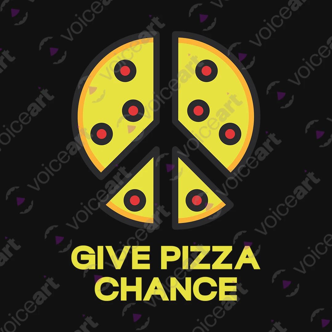 VOICEART Black Watermark Give Pizza a Chance Funny Graphic Tee for Pizza Lovers Short Sleeve T-Shirt for Men and Women