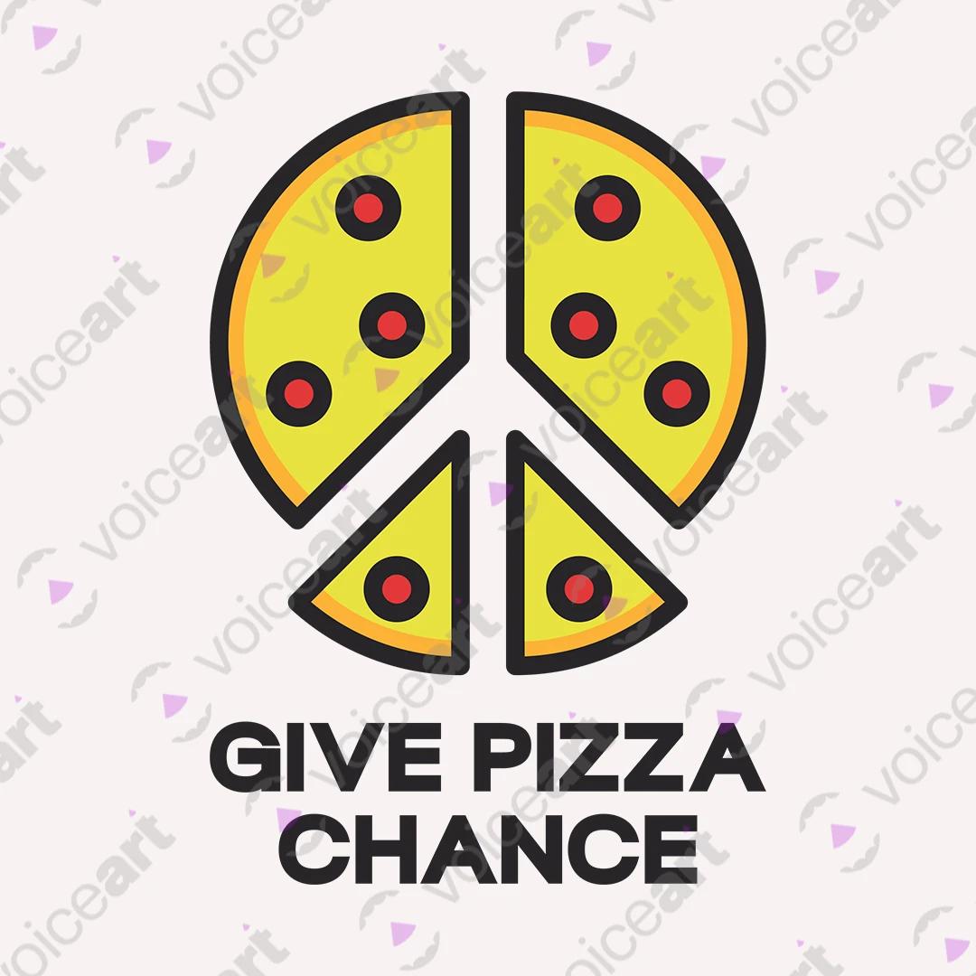 VOICEART White Watermark Give Pizza a Chance Funny Graphic Tee for Pizza Lovers Short Sleeve T-Shirt for Men and Women