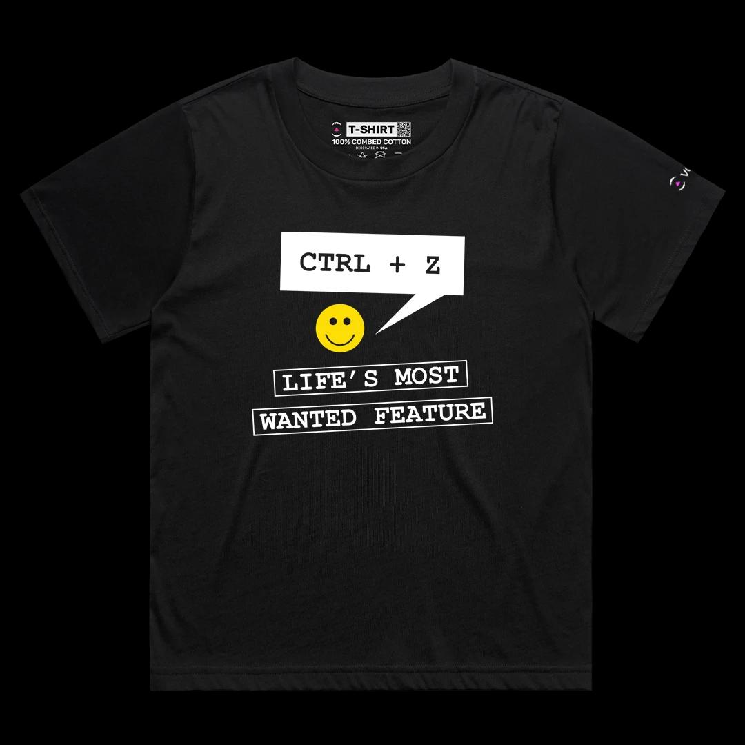 VOICEART Black Female Loose Life’s Most Wanted Feature Funny Graphic Feel Good Tee Short Sleeve T-Shirt for Men and Women