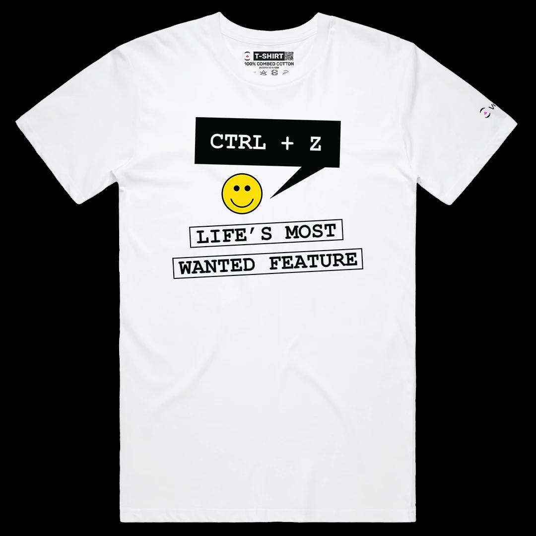 VOICEART White Male Regular Life’s Most Wanted Feature Funny Graphic Feel Good Tee Short Sleeve T-Shirt for Men and Women