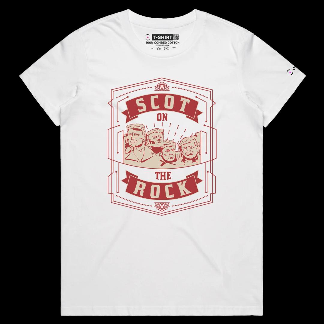 VOICEART White Female Regular President Trump Mount Rushmore T-Shirt Politics MAGA Patriotism Premium Quality Graphic Tee v1