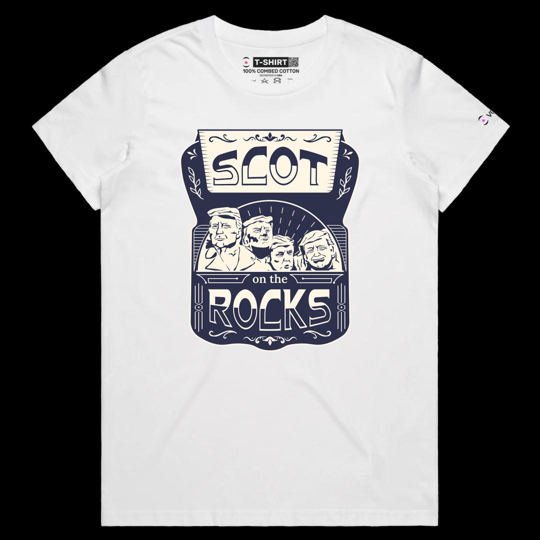 VOICEART White Female Regular President Trump Mount Rushmore T-Shirt Politics MAGA Patriotism Premium Quality Graphic Tee v3