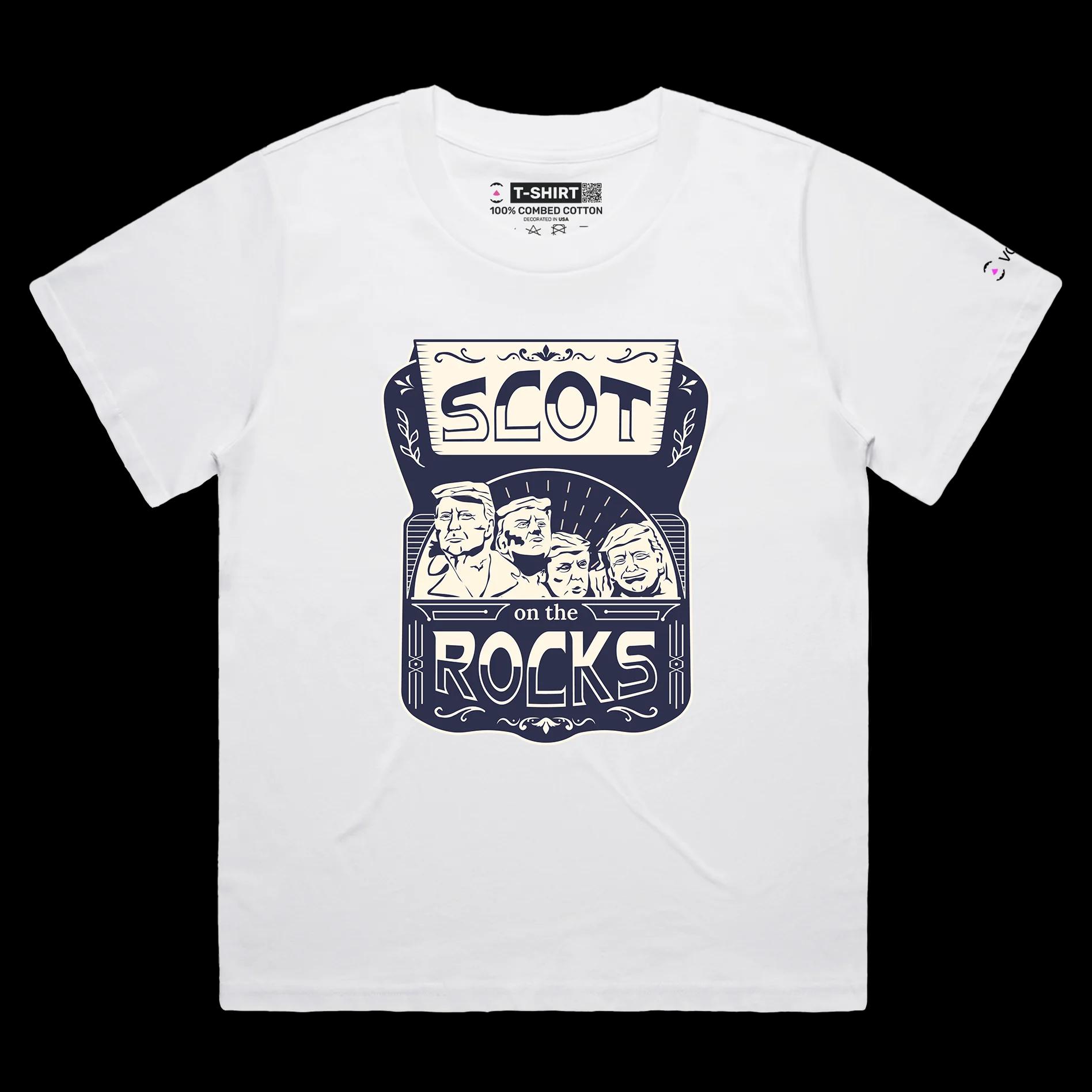VOICEART White Female Loose President Trump Mount Rushmore T-Shirt Politics MAGA Patriotism Premium Quality Graphic Tee v3