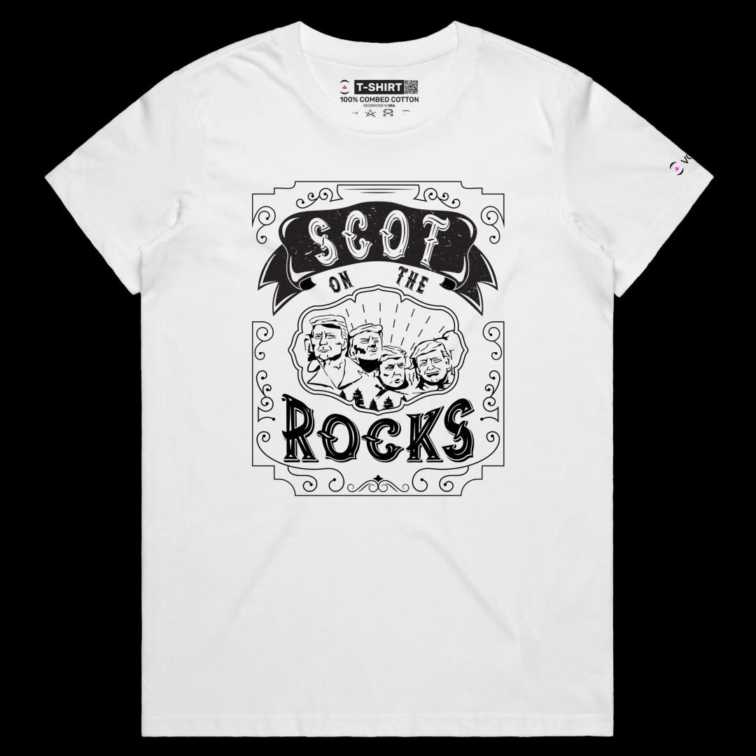 VOICEART White Female Regular President Trump Mount Rushmore T-Shirt Politics MAGA Patriotism Premium Quality Graphic Tee v4