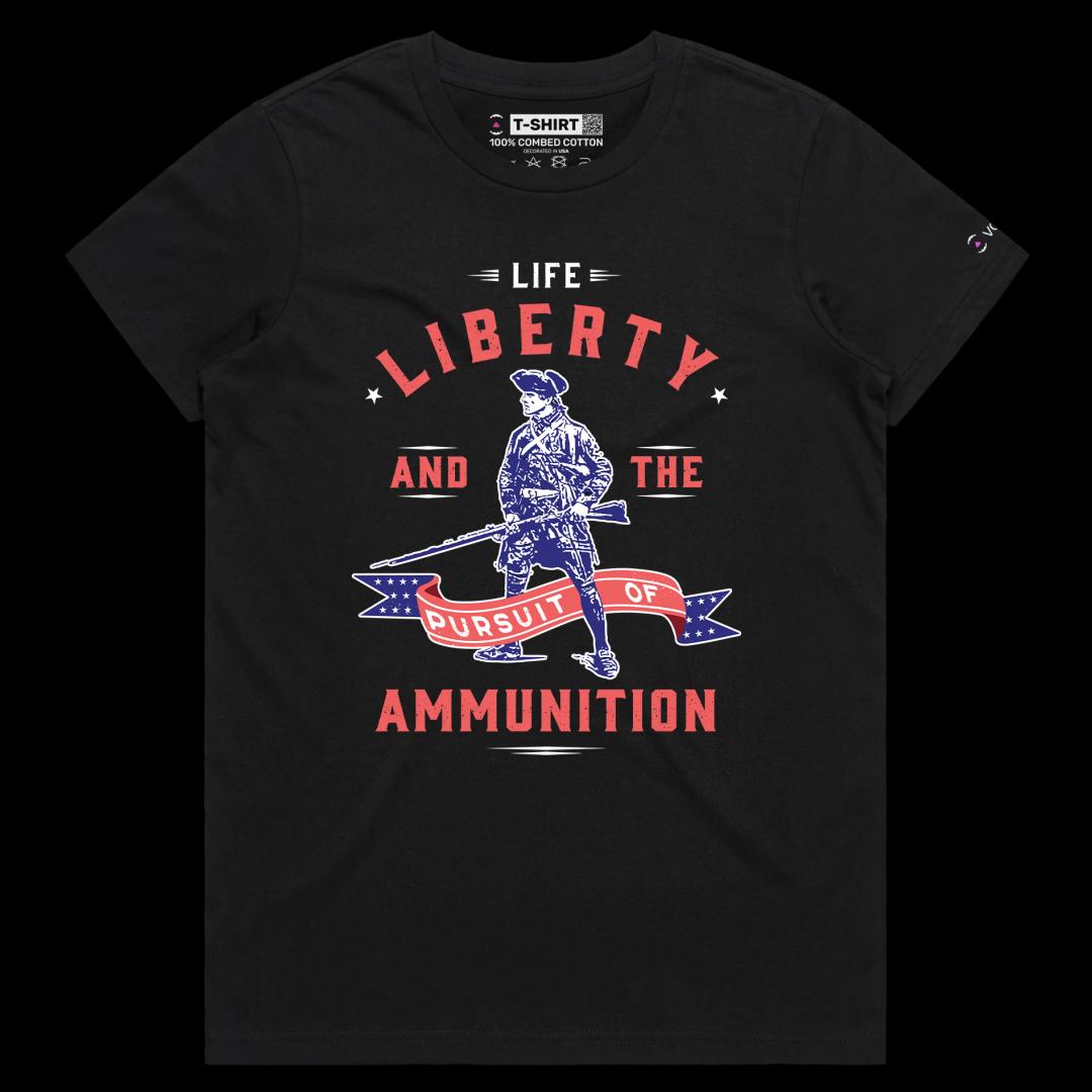 VOICEART Black Female Regular Minuteman Funny Political T-Shirt Premium Quality Graphic Design Second Amendment Gun Control